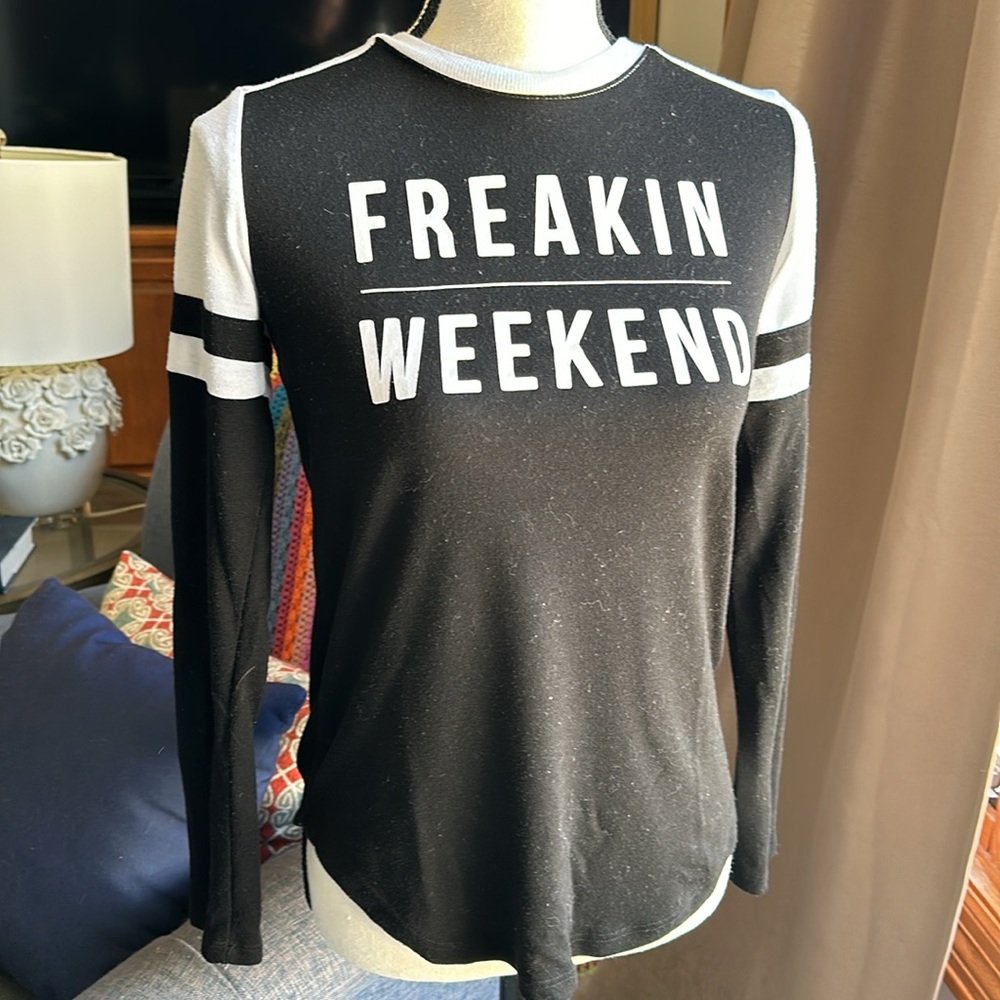 Modernlux Women’s black White Freakin Weekend Jersey Small